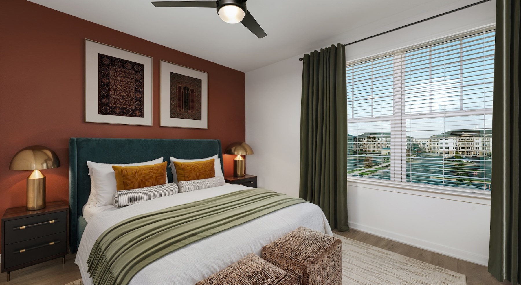 bedroom with a closet and painted accent walls