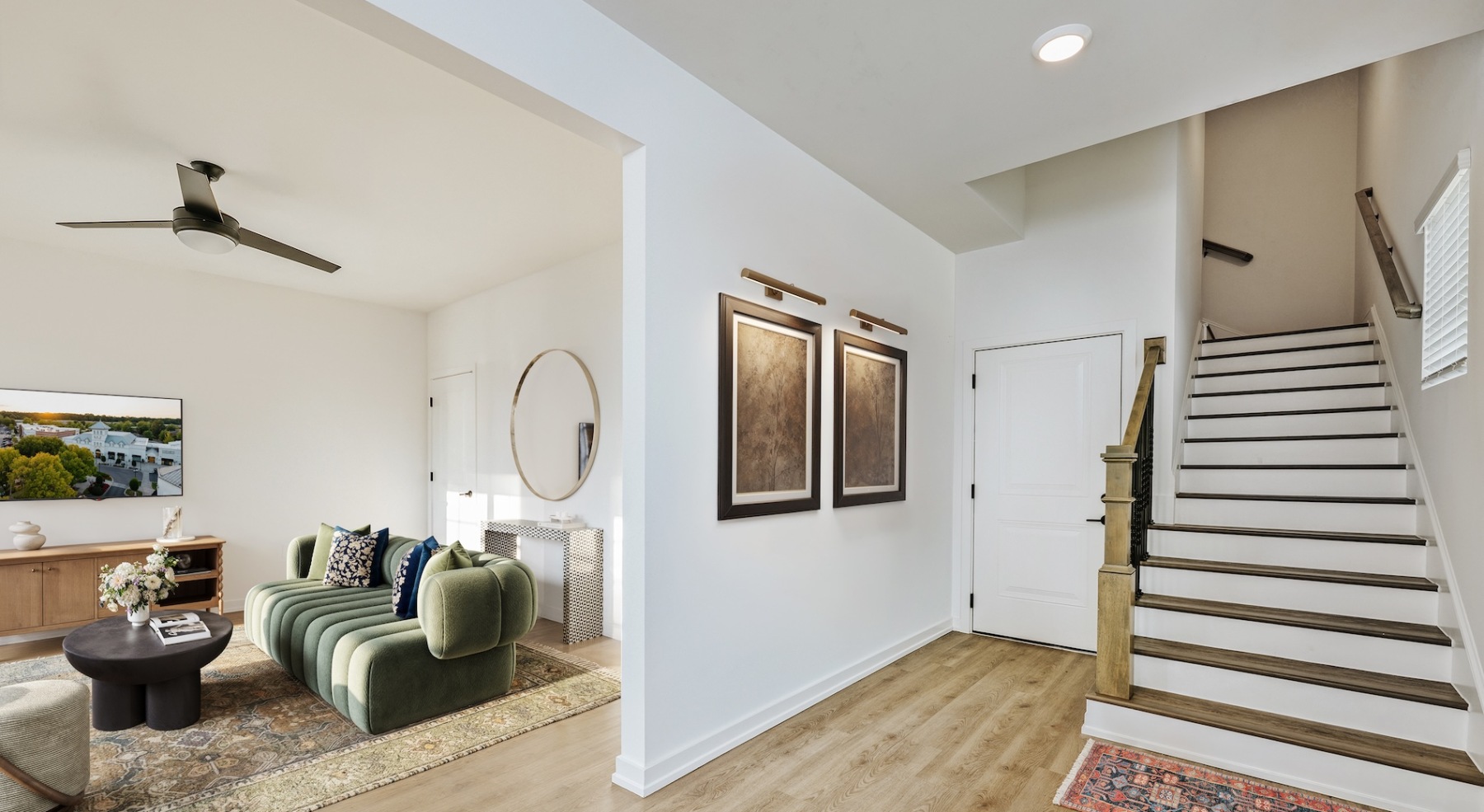 view of living area and stairs